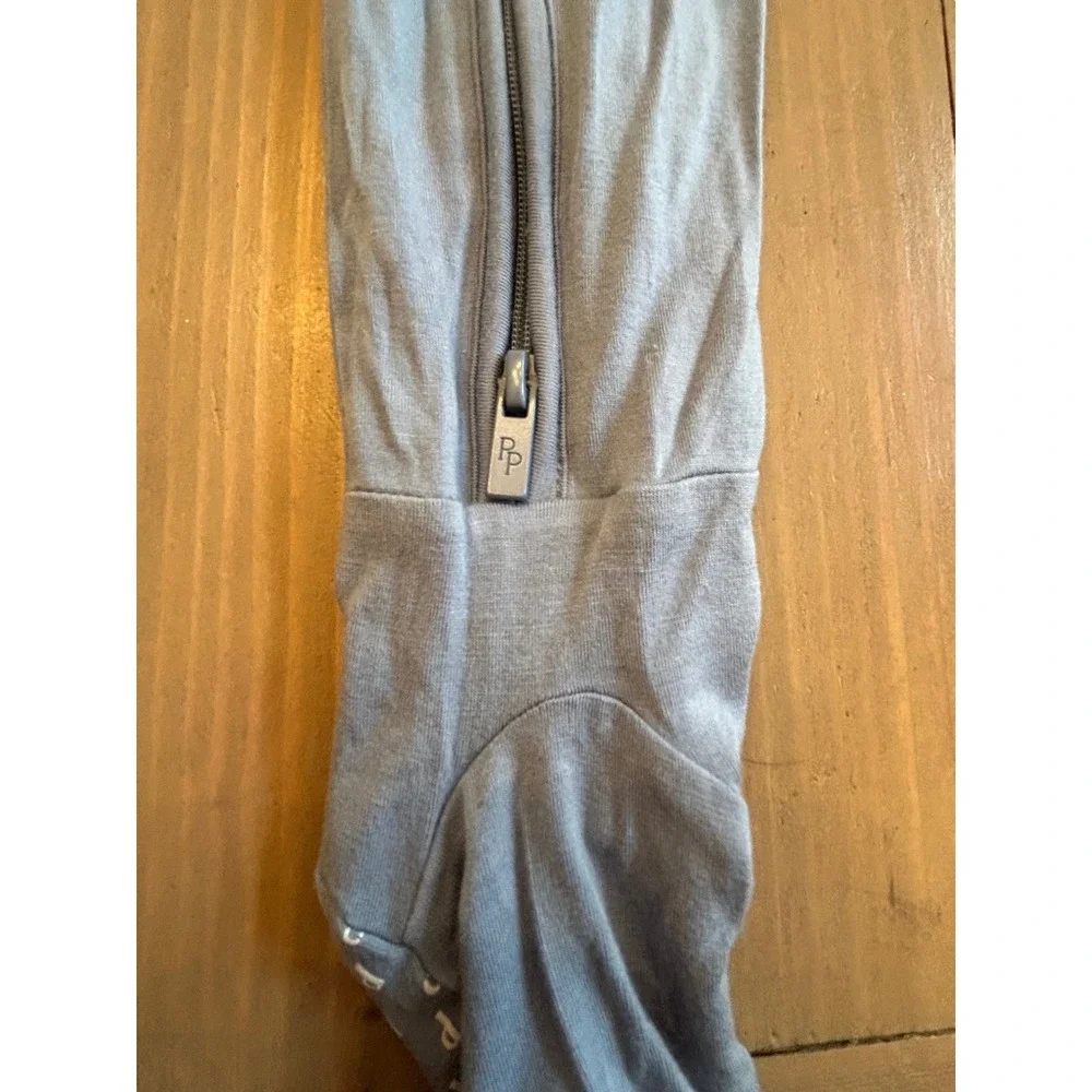 Cc6 Posh Peanut Blue Bamboo Viscose Footie Pajamas 2-Way Zip Sleepsuit 9-12 Mon - Picture 4 of 5
